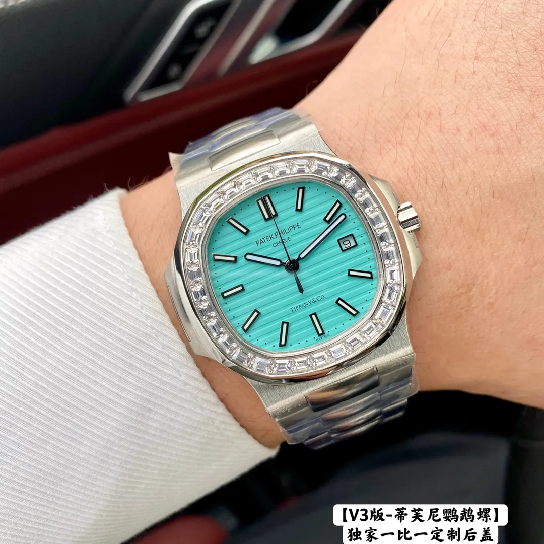 【Top replica】💰3300! Patek Philippe co-branded Tiffany global limited edition, Tiffany Nautilus Ref.5711 has arrived, the best detoxification solution on the Internet! Details: 1⃣️With customized version of Cal.324 automatic movement. 2⃣️316L customized ergonomic watch strap! The case has a clear steel stamp 3⃣️The beads in the steel band are diamond-shaped, which is consistent with the genuine product. 4⃣️Diameter 40 mm. Wearing 5711/1A not only shows youthful vitality, but also exudes a strong sense of calmness from the inside out. It is a well-deserved "King of Steel Watches"! Welcome for your tasting! 🔥Top quality products with constant quality🔥